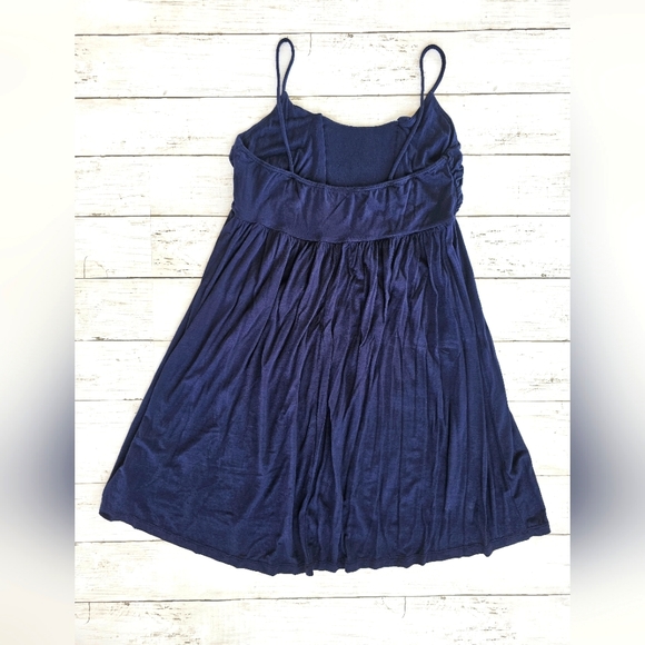 NEW rue21 Navy Blue White Pearl Beaded Summer Beach Dress Spagetti Straps Mini - Picture 3 of 7